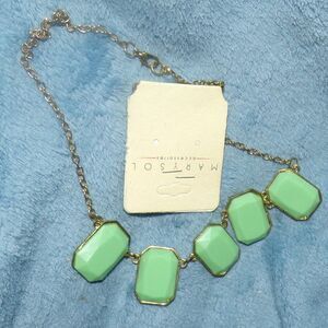 B3G1F bundle sale Marysol necklace gold tone with green stones new on card